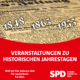 Jahreszahlen 1848, 1863 und 1933 vor einer in Perspektive aufgenommen Zeitung
